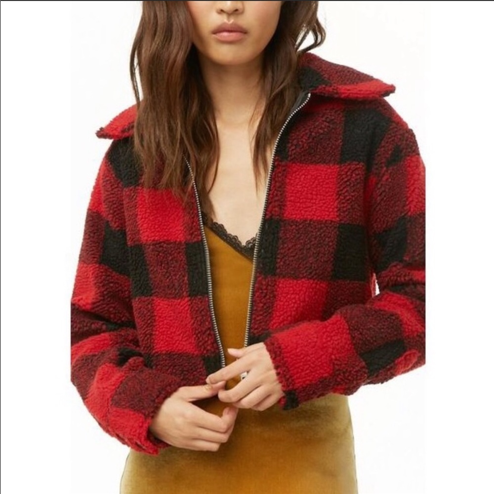 NWT Forever 21 Sherpa Buffalo Plaid Jacket